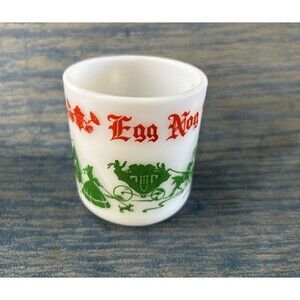 VTG Hazel Atlas Milk Glass Eggnog Mug Retro Holiday Collectible Drinkware